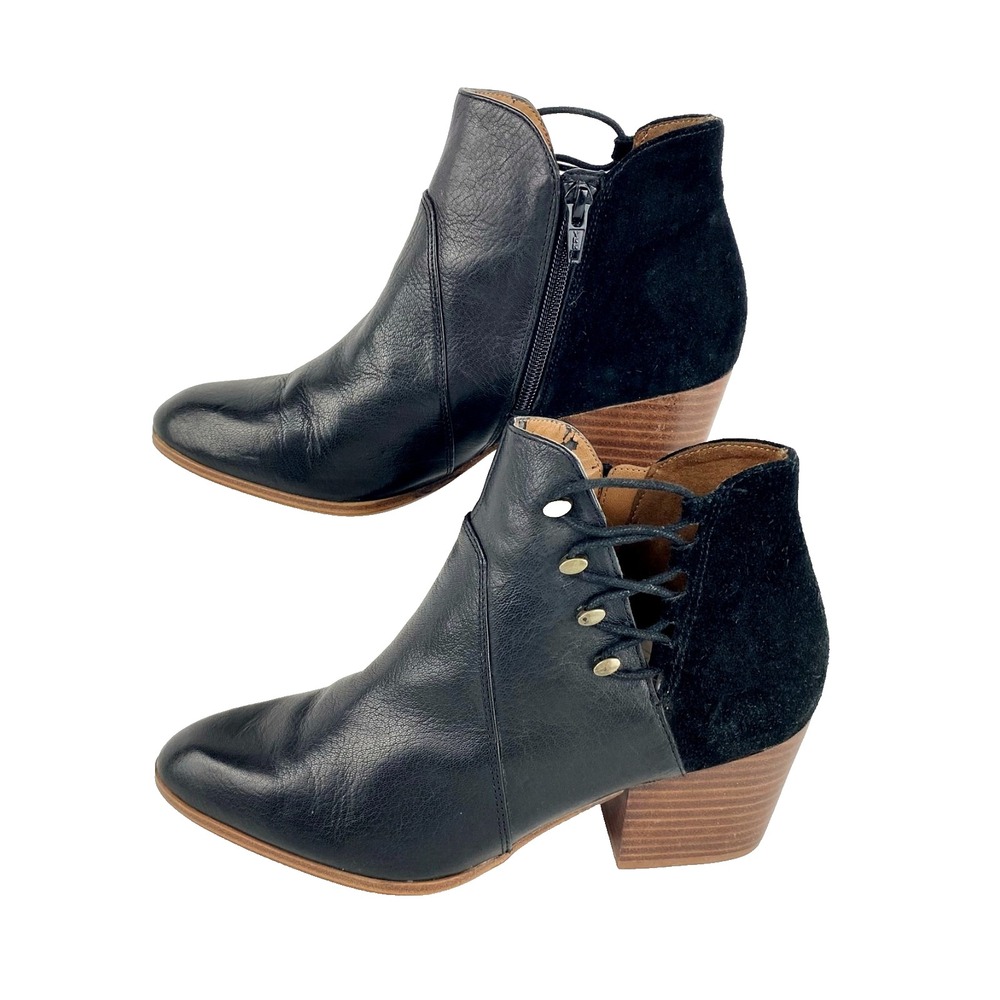 ALDO Leather & Suede Ankle Boots Women's 7.5 Black Booties Zip Side